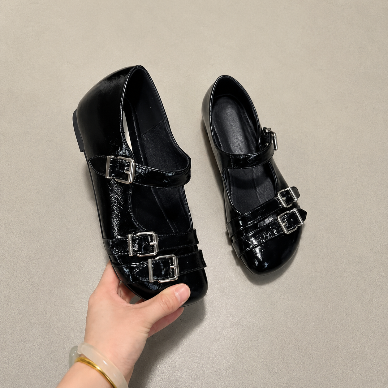Drusilla | Women’s Orthopedic Patent Double Buckle Mary Jane Flats