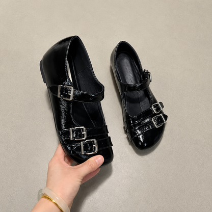 Drusilla | Women’s Orthopedic Patent Double Buckle Mary Jane Flats