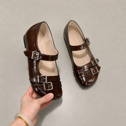 Drusilla | Women’s Orthopedic Patent Double Buckle Mary Jane Flats