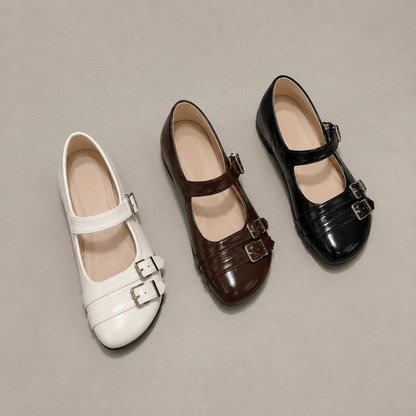 Drusilla | Women’s Orthopedic Patent Double Buckle Mary Jane Flats