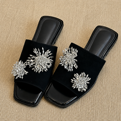 Elara | Women’s Orthopedic Rhinestone Flat Slide Sandals