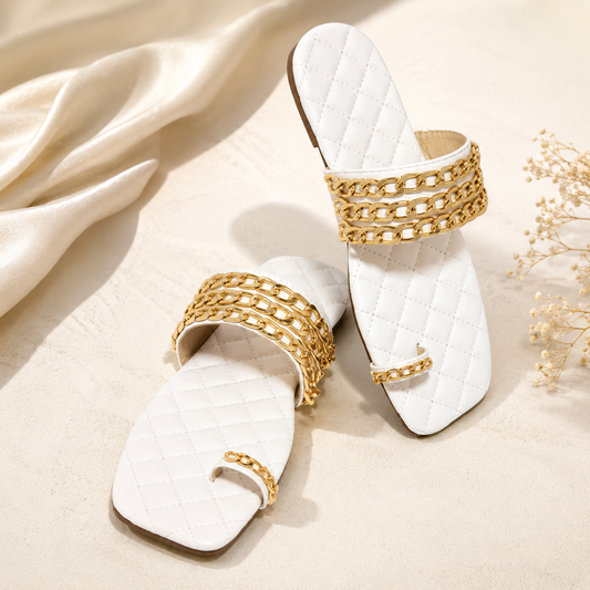 Esmeray | Women’s Orthopedic Chain Strap Flat Slide Sandals