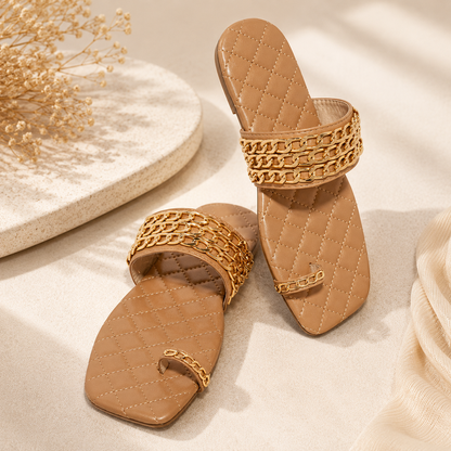 Esmeray | Women’s Orthopedic Chain Strap Flat Slide Sandals