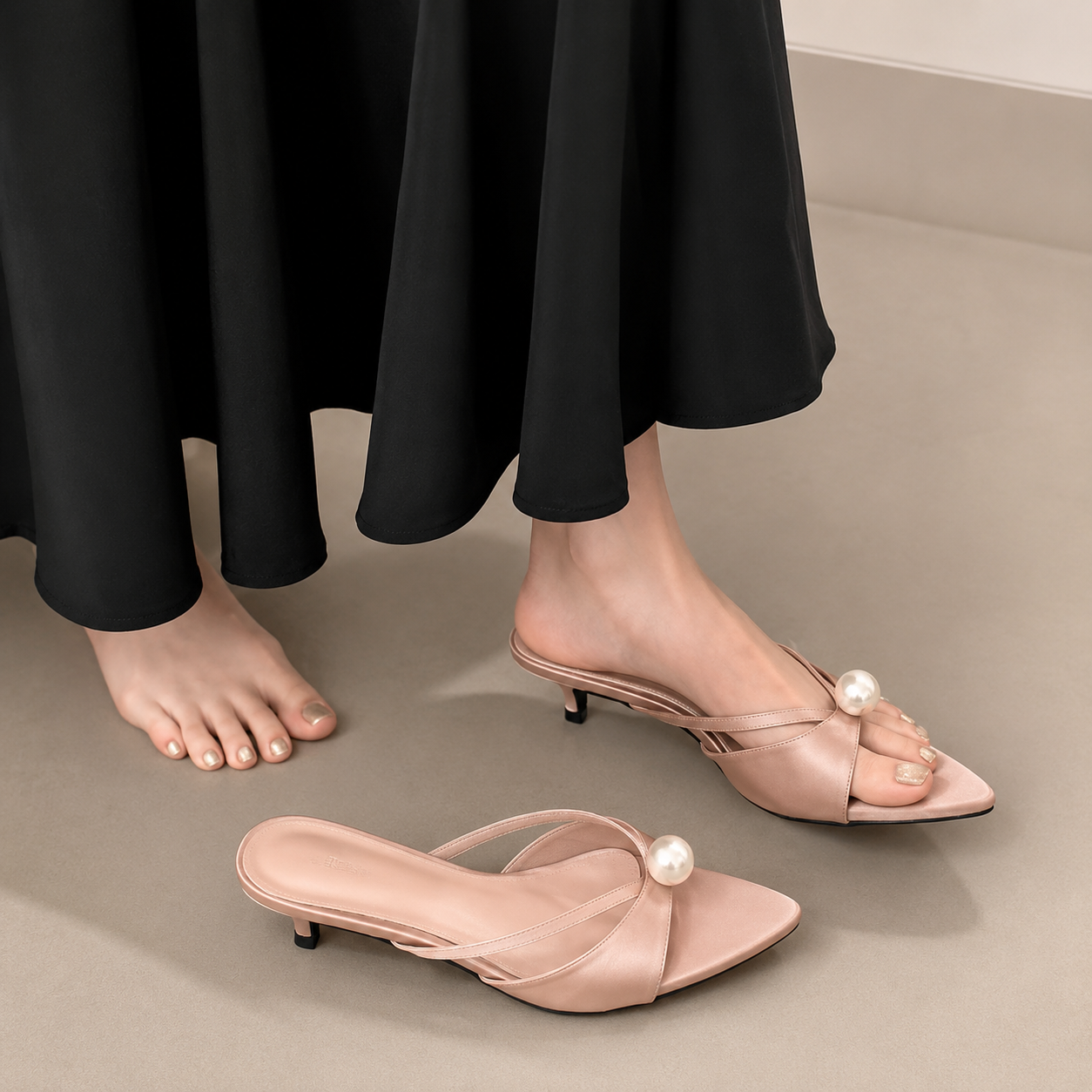 Eliora | Women’s Orthopedic Pearl Pointed Toe Mule Heels