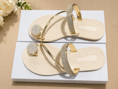 Havielle | Women’s Orthopedic Rhinestone Toe Ring Flat Sandals