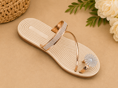 Havielle | Women’s Orthopedic Rhinestone Toe Ring Flat Sandals