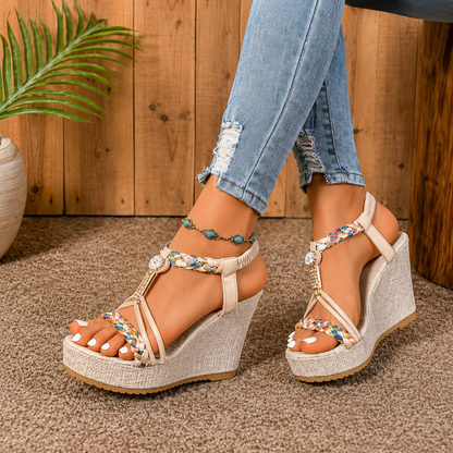 Ivera | Women’s Orthopedic Boho Beaded Wedge Sandals