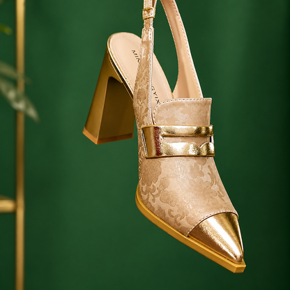 Lunessa | Women’s Orthopedic Metallic Toe Slingback Heels