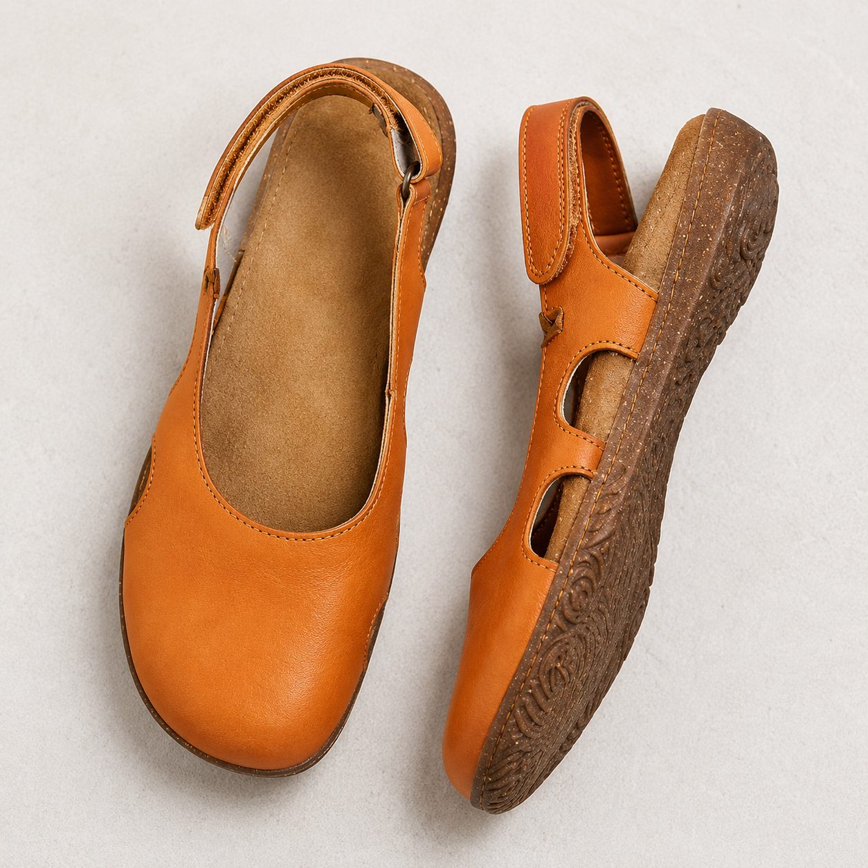 Bambi | Orthopedic Slingback Leather Flats – Casual Everyday Comfort