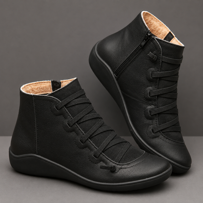 Cassandra | Orthopedic Leather Ankle Boots – Casual Lace-Up Comfort