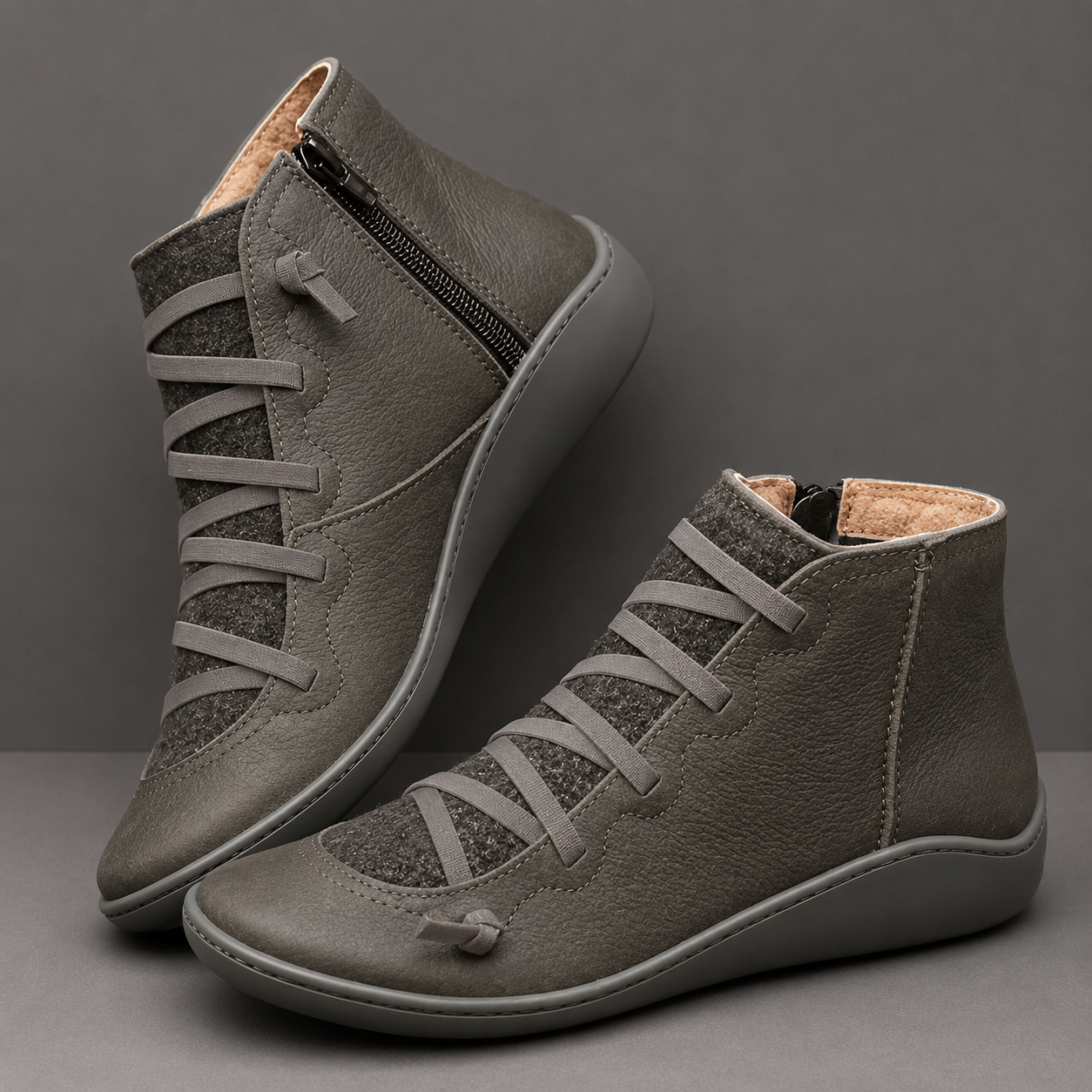 Cassandra | Orthopedic Leather Ankle Boots – Casual Lace-Up Comfort
