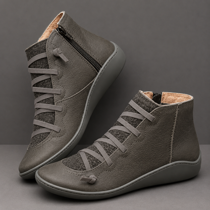Cassandra | Orthopedic Leather Ankle Boots – Casual Lace-Up Comfort