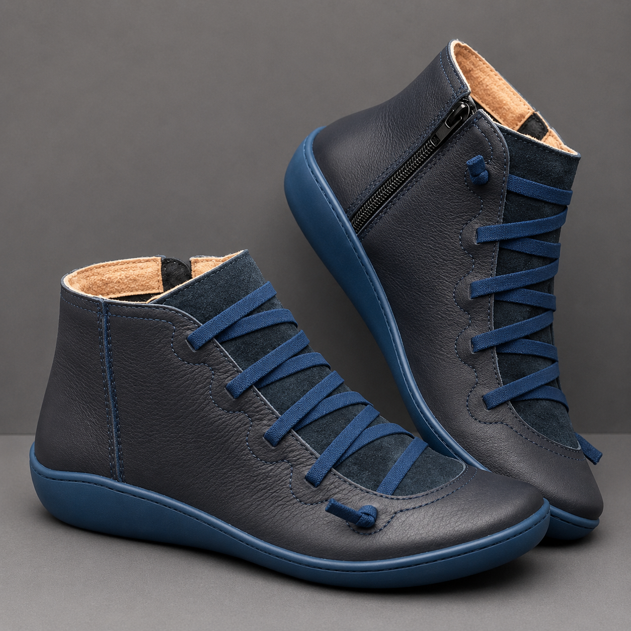 Cassandra | Orthopedic Leather Ankle Boots – Casual Lace-Up Comfort