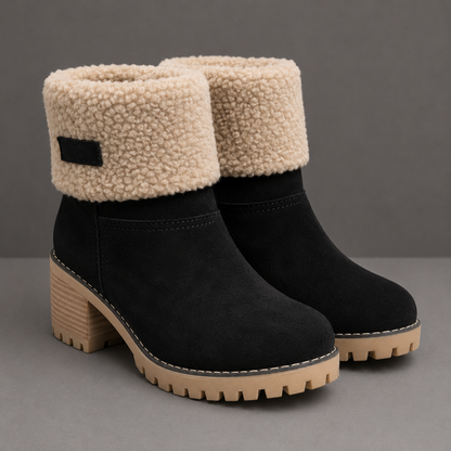 Bea | Mid-Tube Thick Heel Suede Snow Boots - Orthopedic Warm Comfort Style