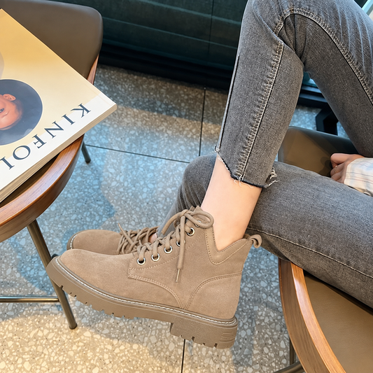 Clara | Orthopedic Thick Warm Front Lace Round Toe Martin Boots