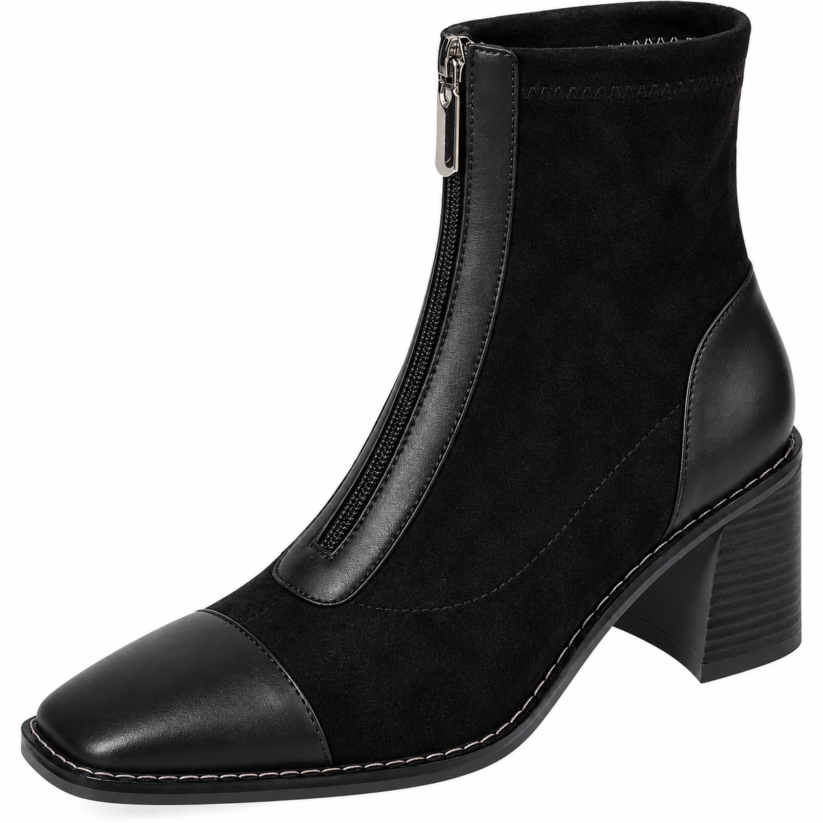 Evelyn | Orthopedic Leather Front Zipper Stretch Boots