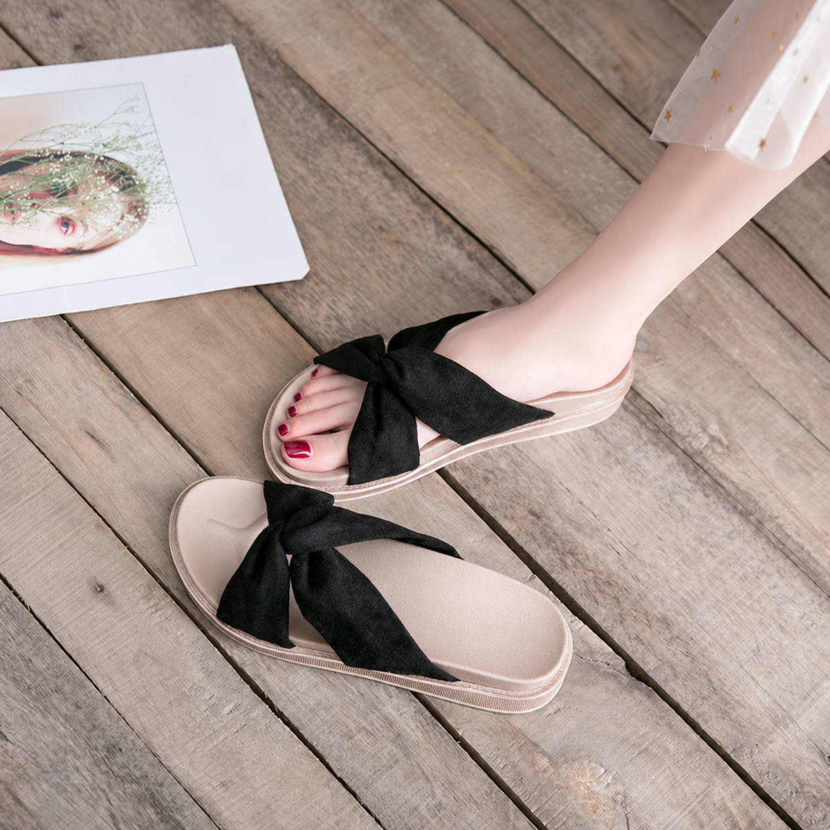 Quinette | Women’s Orthopedic Bow Knot Comfort Slide Sandals