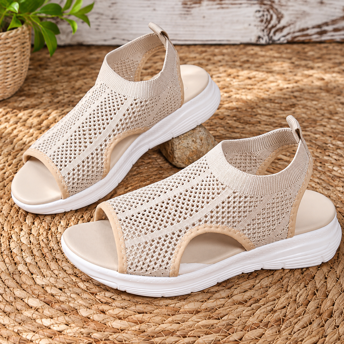 Quiana | Women’s Orthopedic Breathable Knit Peep Toe Sandals