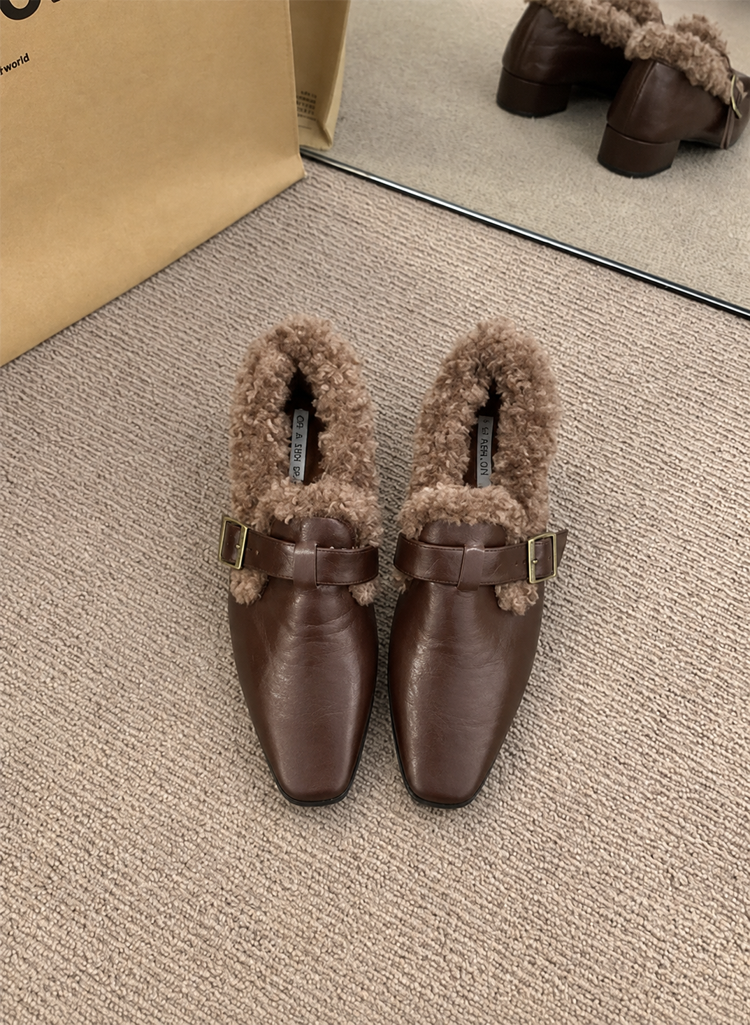 Sofia | Orthopedic Low Block Heel Square Toe Winter Lined Pumps