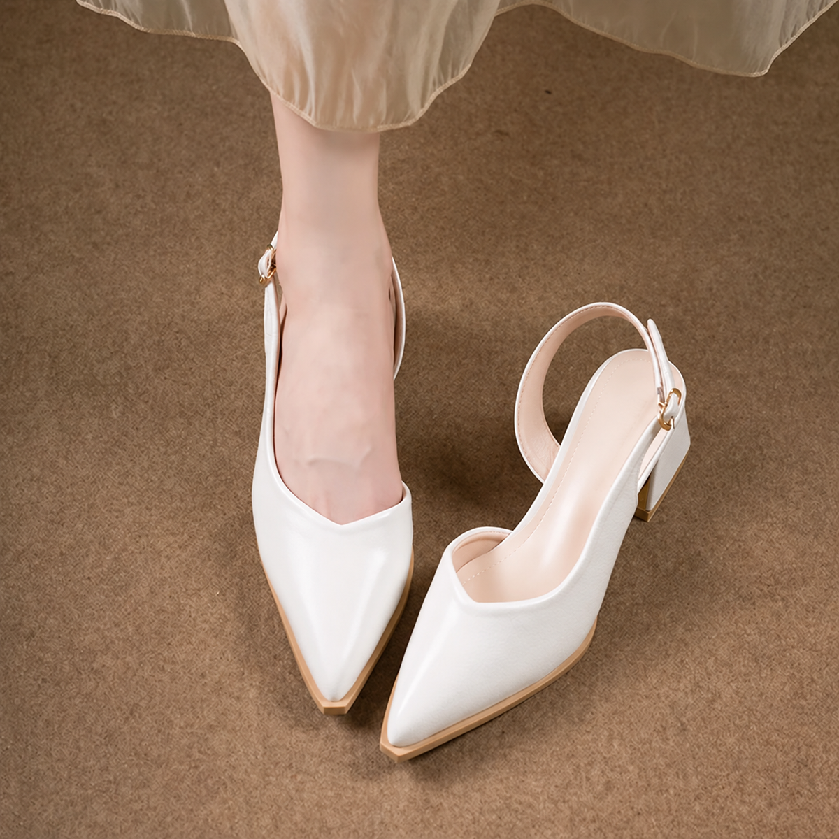 Paolina | Women’s Orthopedic Pointed Toe Slingback Block Heel Pumps