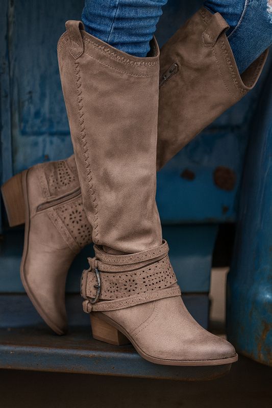 Ava | Orthopedic Western Mid-Calf Boots – Retro Cowboy Style Rhinestone Boots