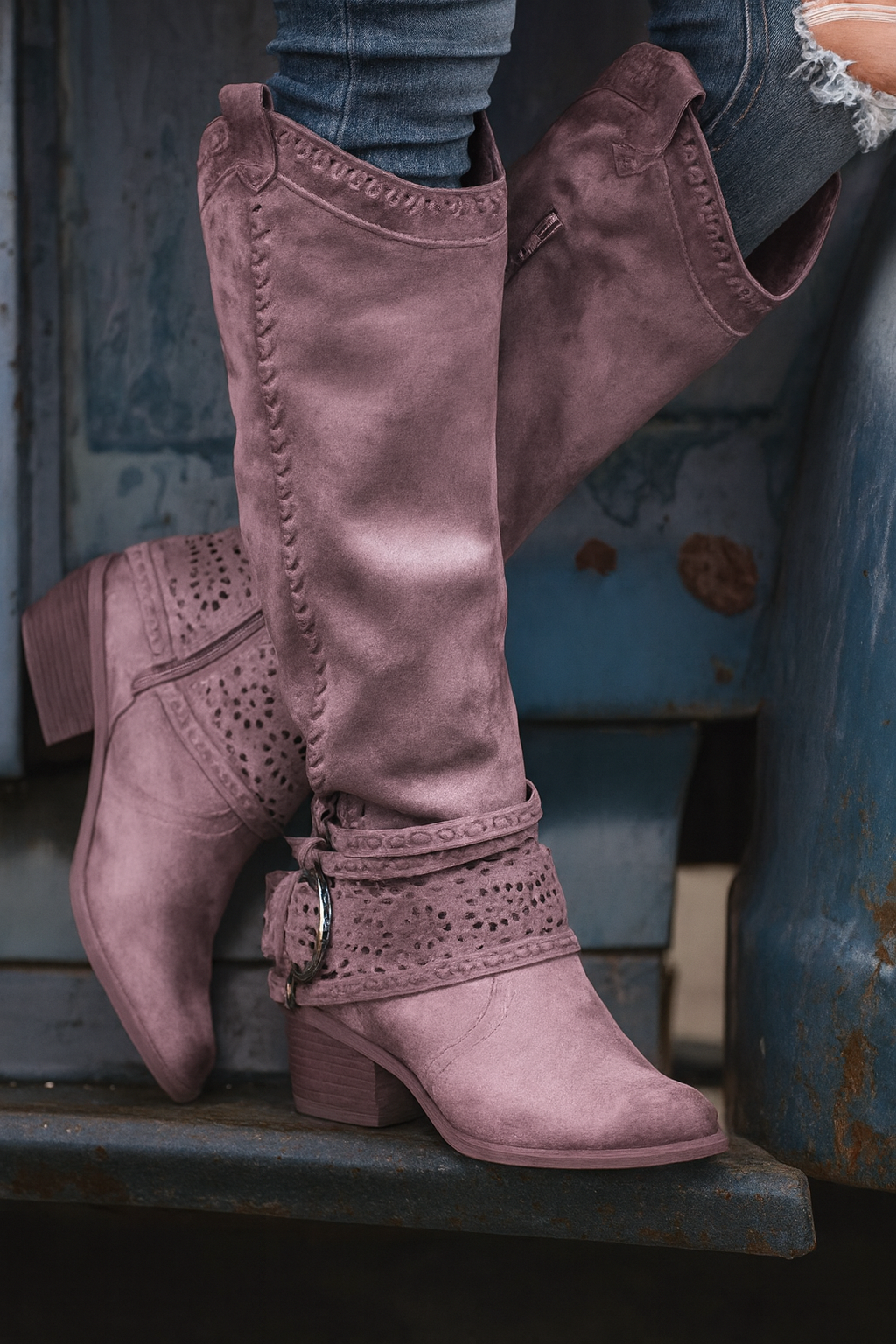 Ava | Orthopedic Western Mid-Calf Boots – Retro Cowboy Style Rhinestone Boots