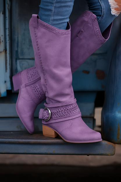 Ava | Orthopedic Western Mid-Calf Boots – Retro Cowboy Style Rhinestone Boots