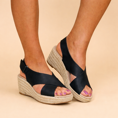 Loisa | Orthopedic Comfort Wedge Sandals with Criss-Cross Straps