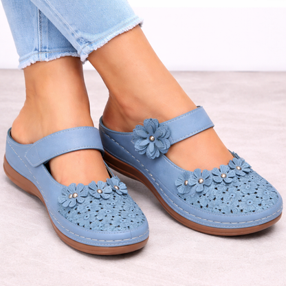 Felicity | Women’s Orthopedic Floral Cutout Slip-On Clog Sandals