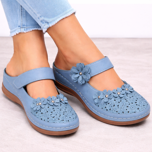Felicity | Women’s Orthopedic Floral Cutout Slip-On Clog Sandals
