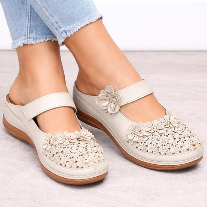 Felicity | Women’s Orthopedic Floral Cutout Slip-On Clog Sandals