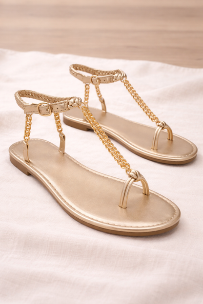 OrthoCare Plus Size Sandals With Unique Metal Chain