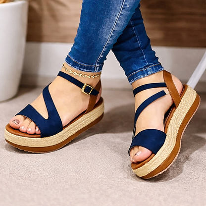 OrthoCare Hollow Buckle Platform Sandals