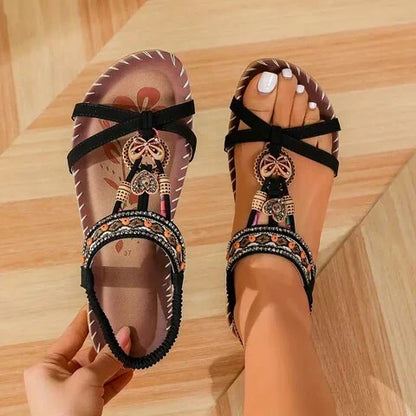Brynlee | Orthopedic Beaded Boho Sandals – Adjustable Strap Comfort