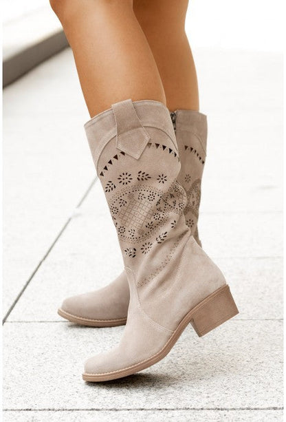 Frances | Orthopedic Women’s Western Style Knee-High Boots with Cutout Design
