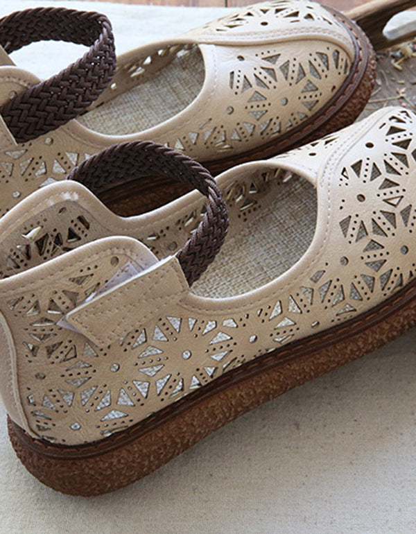 Bianca | Orthopedic Cutout Leather Flats – Breathable Comfort Slip-Ons