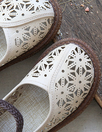 Bianca | Orthopedic Cutout Leather Flats – Breathable Comfort Slip-Ons
