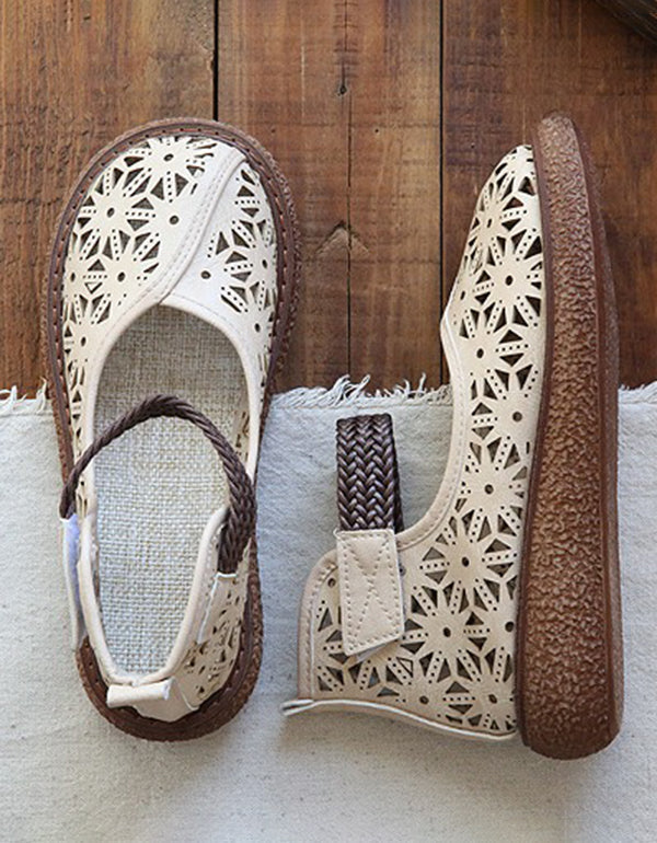 Bianca | Orthopedic Cutout Leather Flats – Breathable Comfort Slip-Ons
