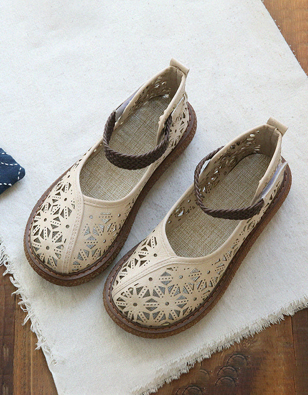 Bianca | Orthopedic Cutout Leather Flats – Breathable Comfort Slip-Ons