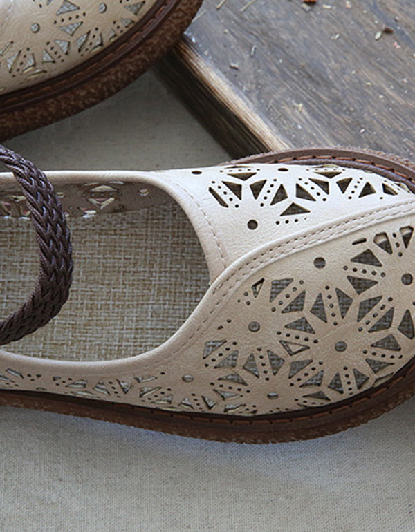 Bianca | Orthopedic Cutout Leather Flats – Breathable Comfort Slip-Ons