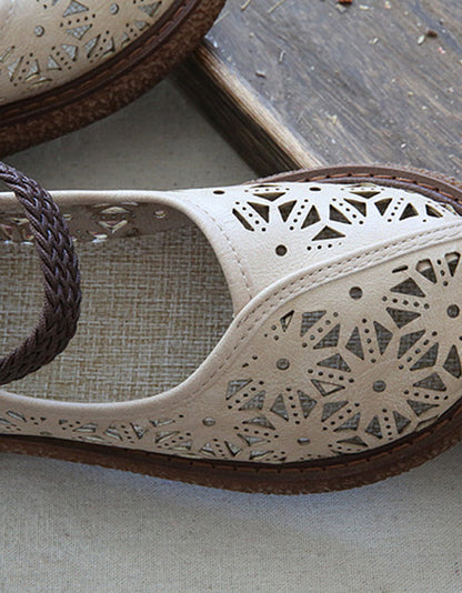Bianca | Orthopedic Cutout Leather Flats – Breathable Comfort Slip-Ons