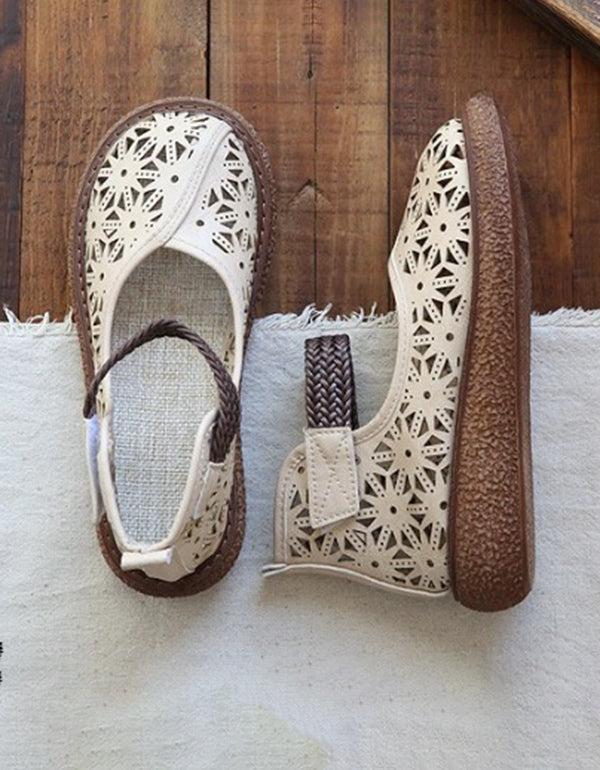 Bianca | Orthopedic Cutout Leather Flats – Breathable Comfort Slip-Ons