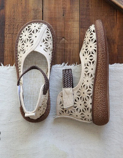 Bianca | Orthopedic Cutout Leather Flats – Breathable Comfort Slip-Ons