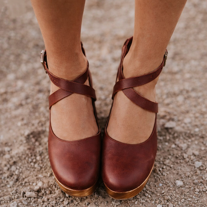 Cora | Orthopedic Block Heel Mary Jane Sandals – Vintage-Inspired