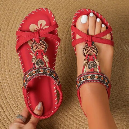 Brynlee | Orthopedic Beaded Boho Sandals – Adjustable Strap Comfort
