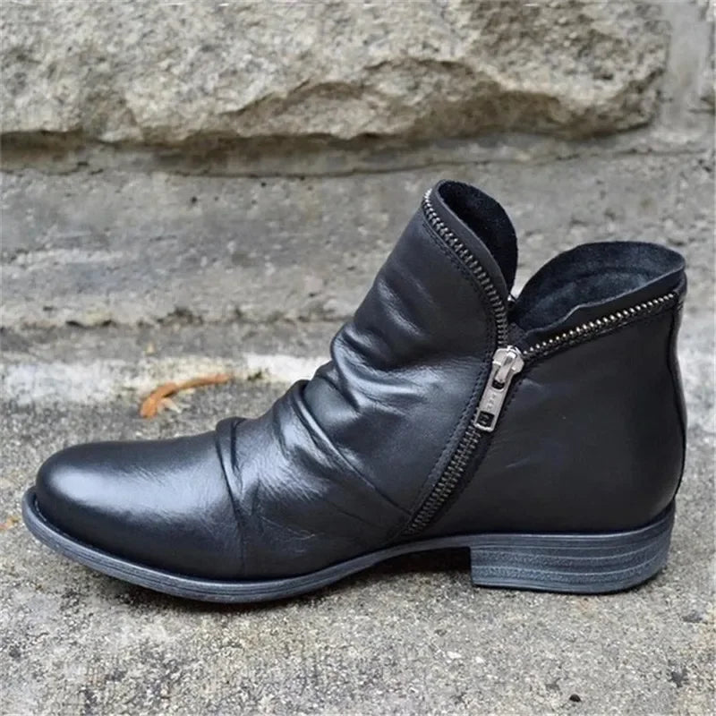 Hadleigh | Orthopedic Side-Zip Leather Ankle Boots