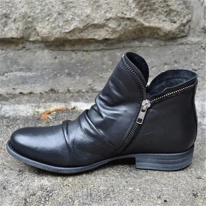Hadleigh | Orthopedic Side-Zip Leather Ankle Boots