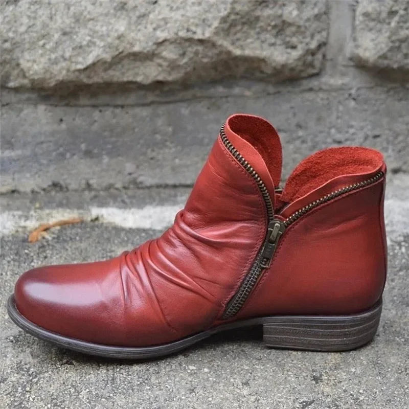 Hadleigh | Orthopedic Side-Zip Leather Ankle Boots