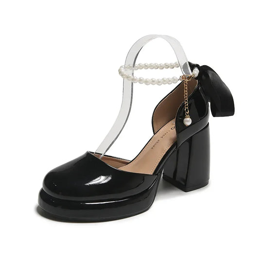 Laura | Orthopedic Block Heels with Ribbon Tie