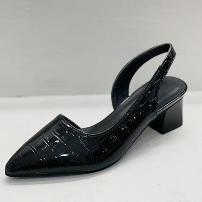 Calla | Orthopedic Pointed-Toe Slingback Pumps – Croc-Embossed Block Heel Shoes
